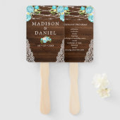 Éventail Aqua Mint Rustic Bois String éclaire le Mariage Fl (Devant et derrière)