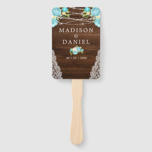 Éventail Aqua Mint Rustic Bois String éclaire le Mariage Fl (Devant)