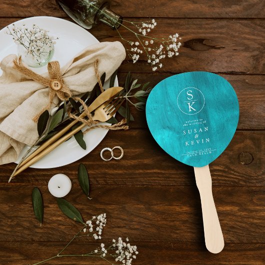Éventail Aqua Turquoise & Turquoise Watercolor Wedding Prog