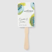 Éventail Aquarelle Abstraite Art Programme de mariage uniqu (Devant)