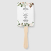 Éventail Aquarelle Arbre de pin vert d'hiver et fleurs blan (Devant)