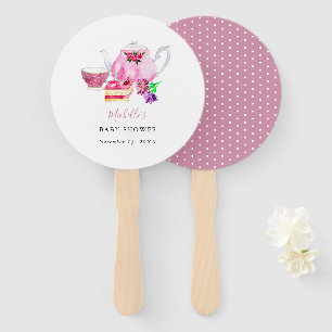 Éventail Aquarelle Baby shower Tea Party Tea Party Pink