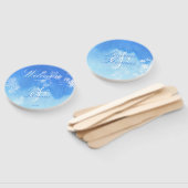 Éventail Aquarelle Bleu et Blanc Foliage délicat (Non-assemblé)