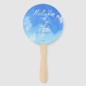 Éventail Aquarelle Bleu et Blanc Foliage délicat (Devant)