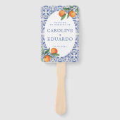 Éventail Aquarelle bleu Méditerranée Programmes Mariage (Devant)