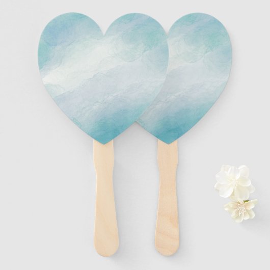 Éventail Aquarelle bleue (Devant et derrière)