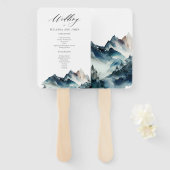 Éventail Aquarelle Blue Mountain Ventilateur à main rustiqu (Devant et derrière)