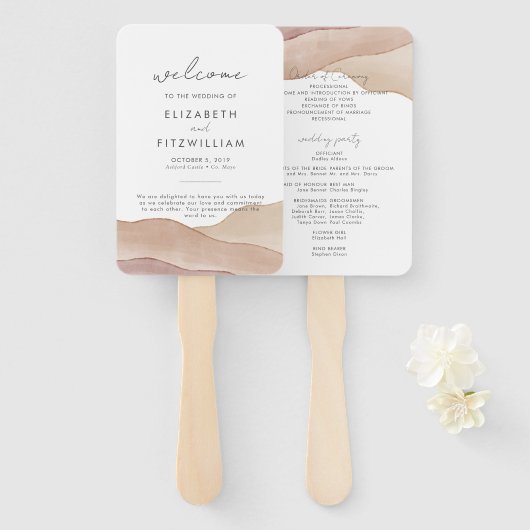 Éventail Aquarelle Boho Abstraite | Programme de mariage (Devant et derrière)