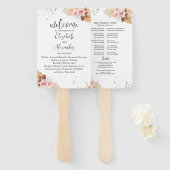 Éventail Aquarelle Boho Parties scintillant Programme de ma (Devant et derrière)