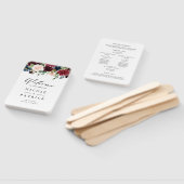 Éventail Aquarelle Bourgogne et Mariage de fleurs bleues (Non-assemblé)