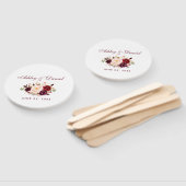 Éventail Aquarelle Bourgogne Floral Mariage B (Non-assemblé)