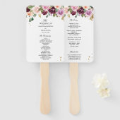 Éventail Aquarelle Bourgogne Rustique Fleurs et gouttes d'o (Devant et derrière)