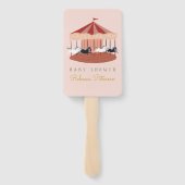 Éventail Aquarelle Carousel rose Baby shower Ventilateur ma (Dos)