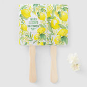Éventail Aquarelle Citron Motif fête d'anniversaire (Devant et derrière)
