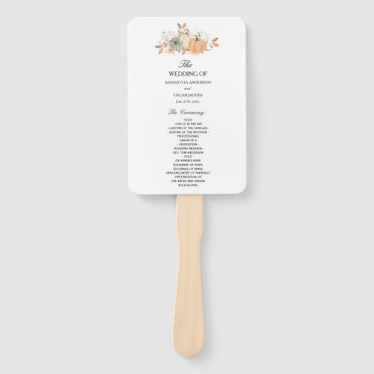 Éventail Aquarelle d'automne Citrouilles et fleurs (Devant)