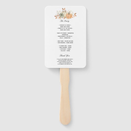 Éventail Aquarelle d'automne Citrouilles et fleurs (Dos)