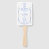 Éventail Aquarelle Designer Blue Monogram Crest Mariage (Devant)