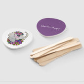 Éventail Aquarelle Eléphant Avec Fleurs Sauvages (Non-assemblé)