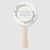 Éventail Aquarelle Eucalyptus géométrique Mariage de Noël (Devant)