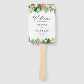 Éventail Aquarelle Fleurs tropicales Mariage d'été (Devant)