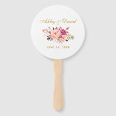 Éventail Aquarelle Floral Rose Rose Blush Mariage R (Dos)