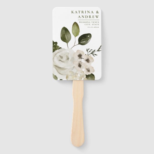 Éventail Aquarelle Floral Wedal Programme Fans (Devant)