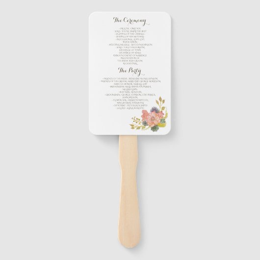 Éventail Aquarelle florale Programme de mariage blanc Venti (Dos)