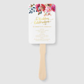 Éventail Aquarelle florale Programme de mariage d'or blanc (Devant)