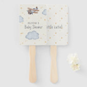 Éventail Aquarelle Grise Et Beige Baby shower (Devant et derrière)