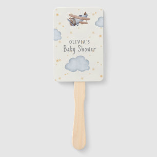 Éventail Aquarelle Grise Et Beige Baby shower