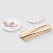 Éventail Aquarelle indienne Lotus Flower Taj Mahal (Non-assemblé)