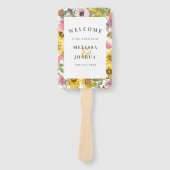 Éventail Aquarelle jaune et rose Programme de mariage flora (Devant)