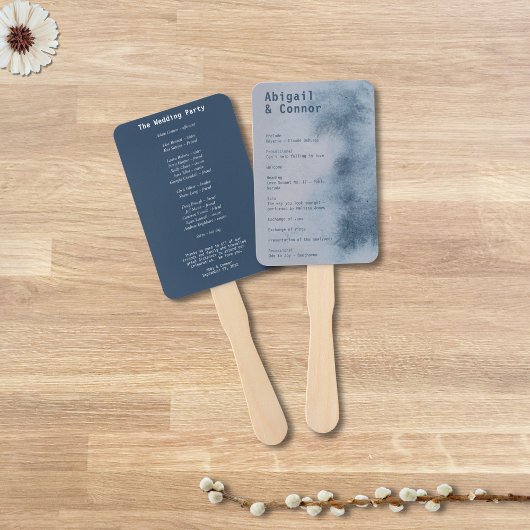 Éventail Aquarelle moderne Abstraite ardoise bleu gris bleu