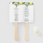 Éventail Aquarelle moderne Citrons et feuilles jaunes (Devant et derrière)