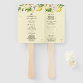 Éventail Aquarelle moderne Pastel Citrons jaunes & Feuille (Devant et derrière)