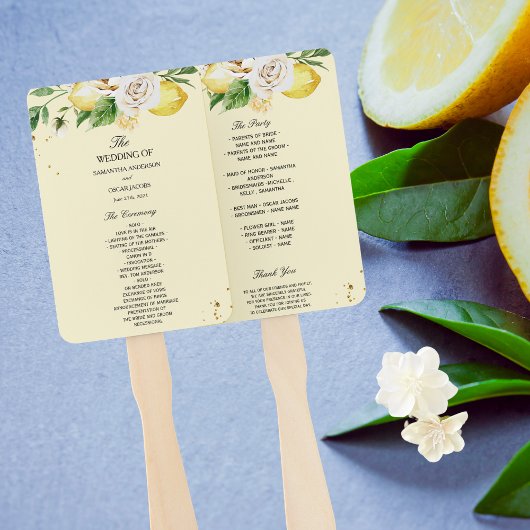 Éventail Aquarelle moderne Pastel Citrons jaunes & Feuille