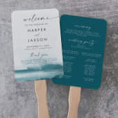 Éventail Aquarelle moderne | Programme de mariage Turquoise