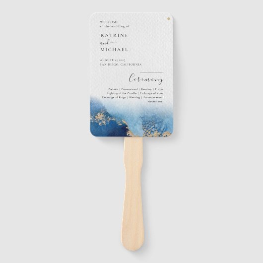 Éventail Aquarelle moderne | Programme de mariage Turquoise (Devant)