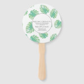 Éventail Aquarelle Monstera Mariage rond (Dos)