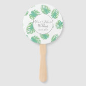 Éventail Aquarelle Monstera Mariage rond (Devant)
