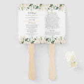 Éventail Aquarelle Peonies blanches et Mariage Rose Frame (Devant et derrière)