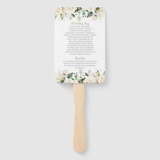 Éventail Aquarelle Peonies blanches et Mariage Rose Frame (Dos)