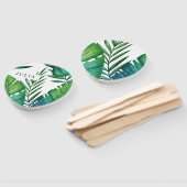 Éventail Aquarelle Personnalisée Feuilles tropicaux (Non-assemblé)