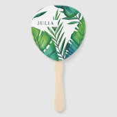 Éventail Aquarelle Personnalisée Feuilles tropicaux (Devant)