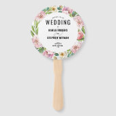 Éventail Aquarelle pivoines rose pastel bouquet floral (Dos)