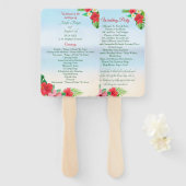 Éventail Aquarelle Plage tropicale Mariage floral (Devant et derrière)