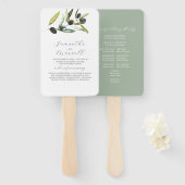 Éventail Aquarelle Programmes de mariage Branche de l'olive (Devant et derrière)