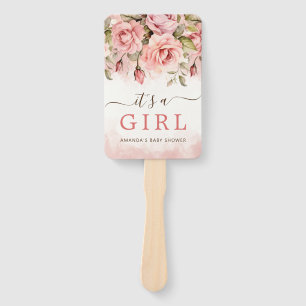 Éventail Aquarelle Rose Blush C'est un Baby shower fille