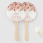 Éventail Aquarelle Rose Blush C'est un Baby shower fille (Devant et derrière)