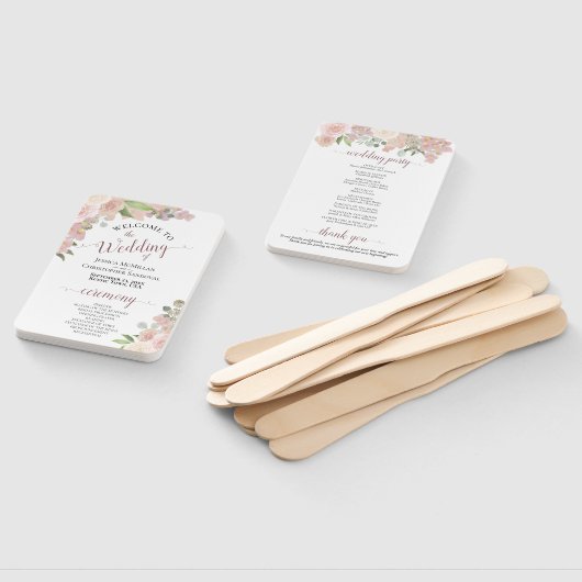 Éventail Aquarelle rose Boho Chic Floral Wedding Programme (Non-assemblé)